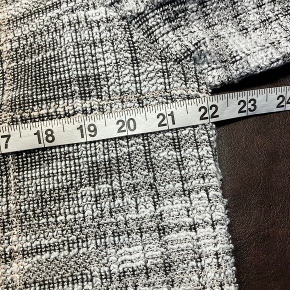 Max Studio 1X Open Front Bouclé Knit Blazer Jacket Tweed Fringe Edge Plaid - Picture 14 of 15